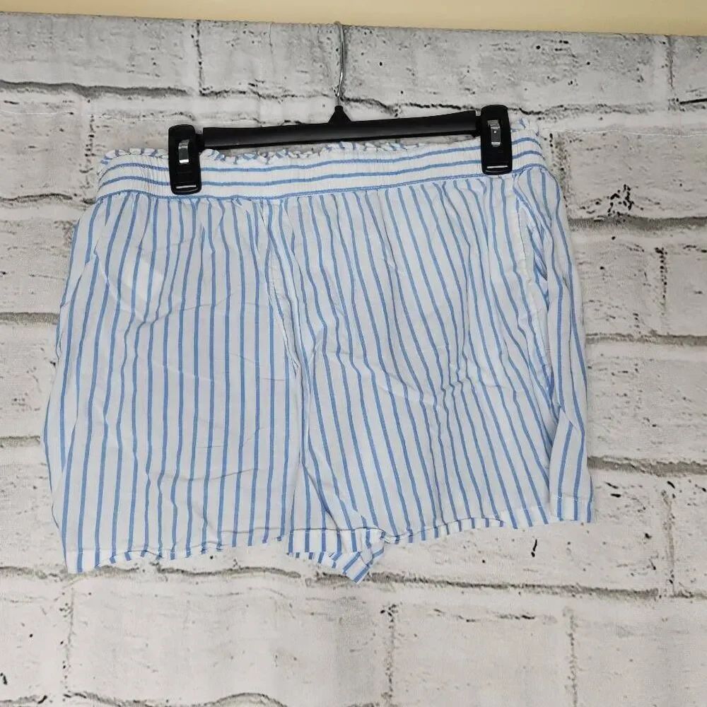 Calypso St. Barth Womens Blue White Striped Cotton Sleep Pajama Shorts Sz Large